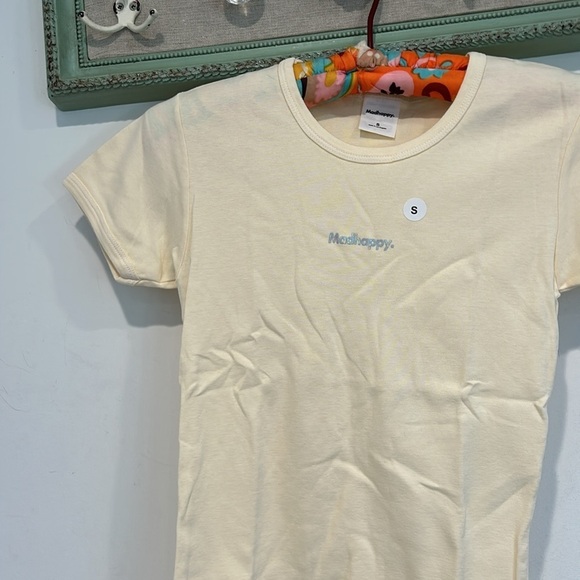 MADHAPPY Cream baby tee short sleeve women’s T-Shirt small new without tags - Picture 4 of 5